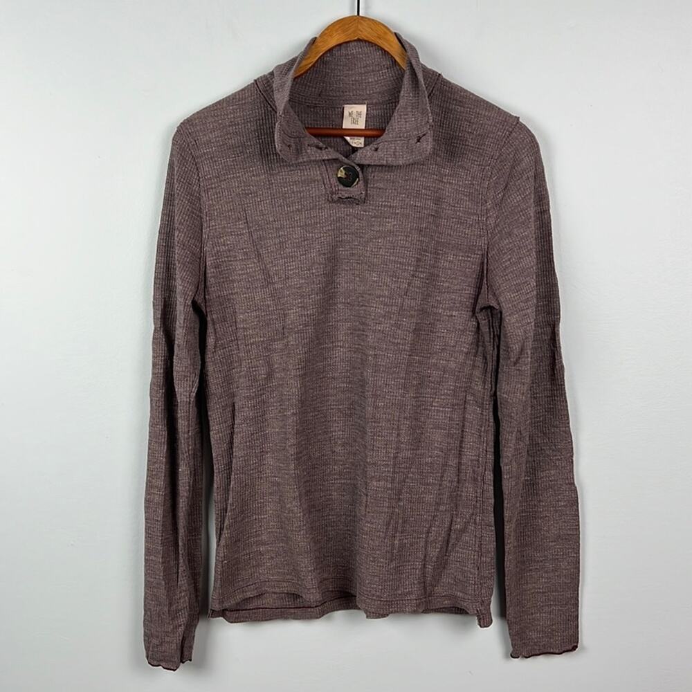 Free people We The Free thermal waffle knit button mock neck pullover